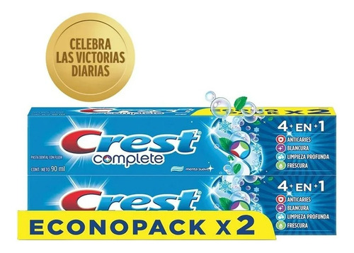 Pasta Dental Crest Complete 4 En 1 Con Flúor 2 Pzas 90 Ml C