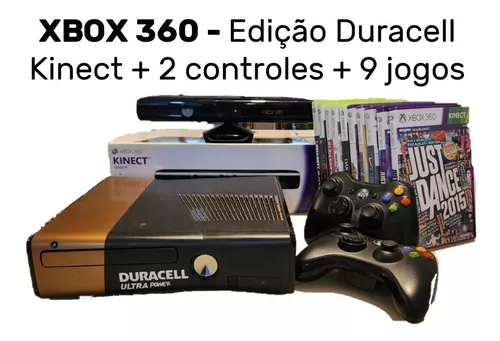 Xbox 360 Desbloqueado + 2 Controles + Kinect + 26 Jogos - Escorrega o Preço