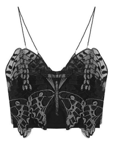 Blusa De Mujer Top Recortada Modelado De Mariposas