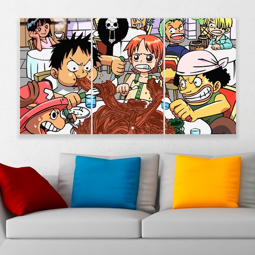 Cuadro Triptico One Piece Chibi Anime Art Personalizado