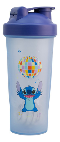 Vaso Shaker Deportivo C/tapa Disney Stitch Bola Disco 600 Ml Color Azul