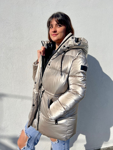Chamarra Calvin Klein M Oro Metálico Original Nueva Mujer