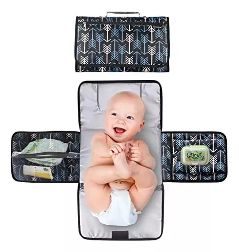 Cambiador portátil para bebé, cambiador de viaje desmontable, bolsillo  inteligente para toallitas con almohada incorporada, impermeable y gran  área de