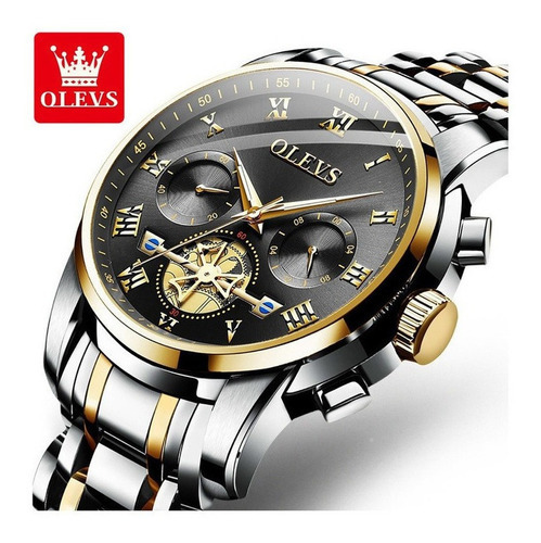 Reloj De Cuarzo Olevs 2859 Hollow Out Tourbillon Color Del Fondo Silver Gold Black