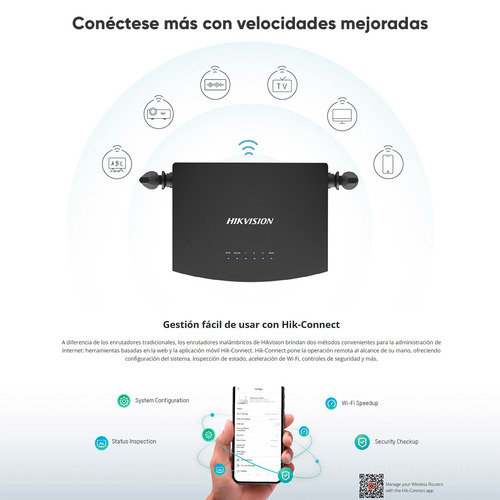 Hikvision Router Inalámbrico Wisp Hasta 1200 Mbps De Velocidad Doble Banda Ac 2.4 Ghz Y 5 Ghz Cuenta Con 4 Puertos 10/100 Mbps + 4 Antenas Omnidireccional De 5 Dbi Para Uso Interior Modelo Ds-3wr12c