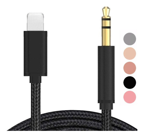 Cable Auxiliar De Audio Para iPhone Lightning A Jack 3.5mm Color Negro