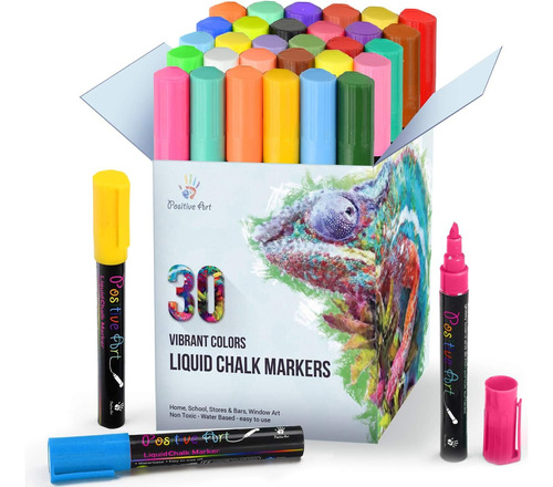 Positive Art Marcadores De Tiza Líquida 30 Colores