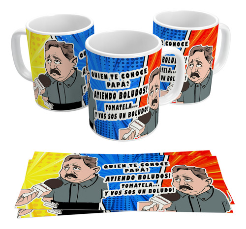Taza Atiendo Boludos Comic Edicion Art 02 Blanco Atiendo Boludos