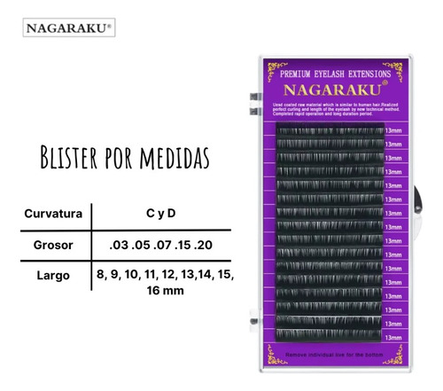 Pestañas Natural Mink Nagaraku Para Aplicación Mink 1x1 1pz Negro B 1.4 Cm 0.15 Mm