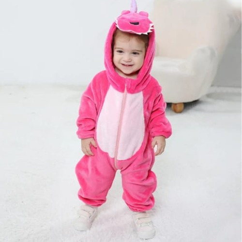 Pijama Disfraz Para Bebés Dino Fucsia