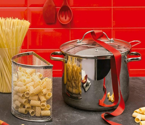 Imagem 2 de 6 de Panela De Aço Inox Para Pasta E Vegetais 6 Litros Bialetti