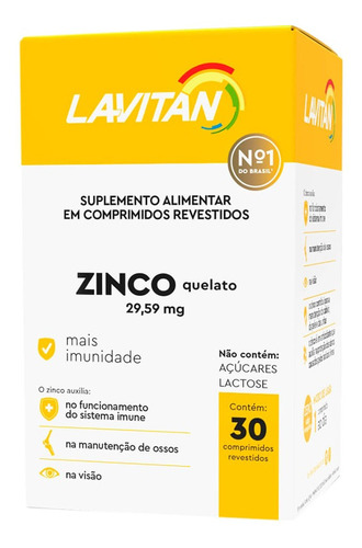 Lavitan Amarelo Com Zinco Quelato Ossos Aminoácido