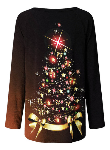 E Tops For Mujer, Estampado Navideño, Cuello Redondo, Talla