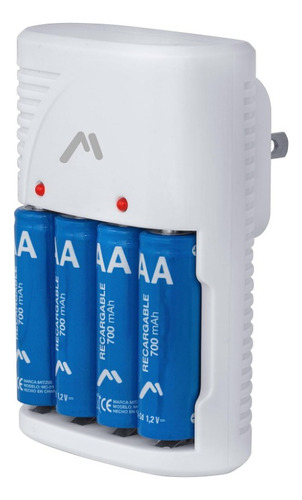 Cargador + 4 Pilas Recargables Doble Aa Ni-cd 1.2v 700mah