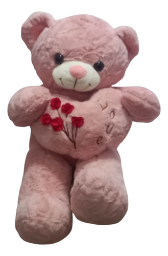 Peluche Oso Con Corazon 50 Cm Oso Rosa