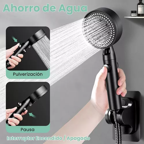 Alcachofa De Ducha + Manguera De Ducha Flexible De 2 M Alcachofa De Ducha  Con Manguera 5 Modos De Ahorro De Agua Y Botón De Interruptor De Alta  Presión Alcachofa De Ducha