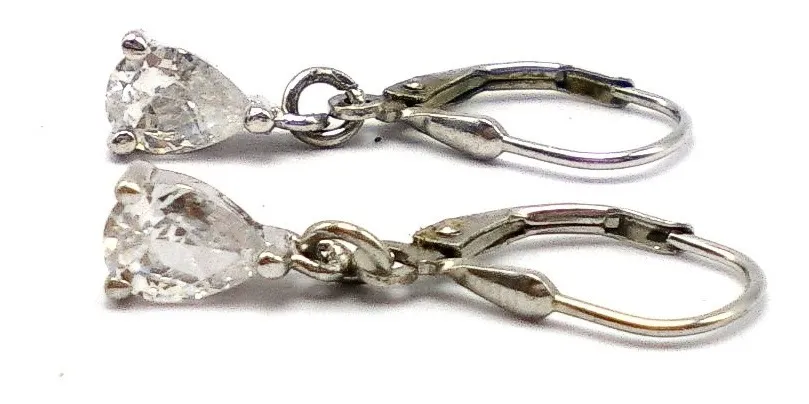 Par De Aros Colgantes Con Zafiros Blancos Talla Gota