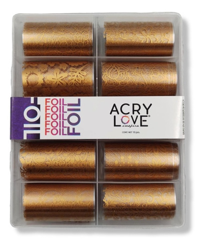 Foil Para Uñas Acry Love Caja Con 10 Rollos 
