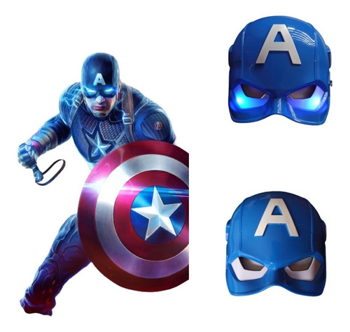 Mascara Capitan America Luz Casco Vengadores Adultos Niños