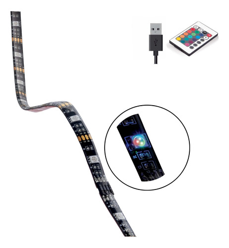 4 Tiras Led Flexible Rgb Estevez Conector Usb Para Tv 14.4w