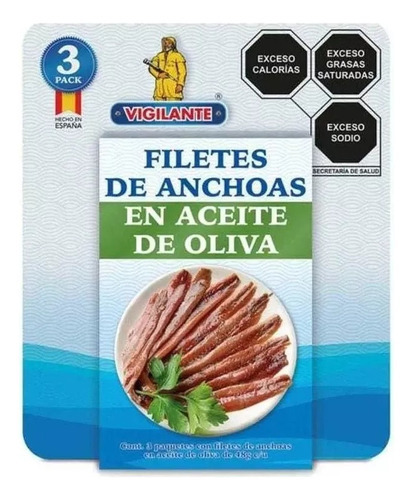 Vigilante Filetes De Anchoas En Aceite De Oliva 3 Pack/48 G