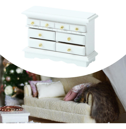 1:12 Casa De Muñecas Gabinete De Tv Muebles Fuezes Blanco