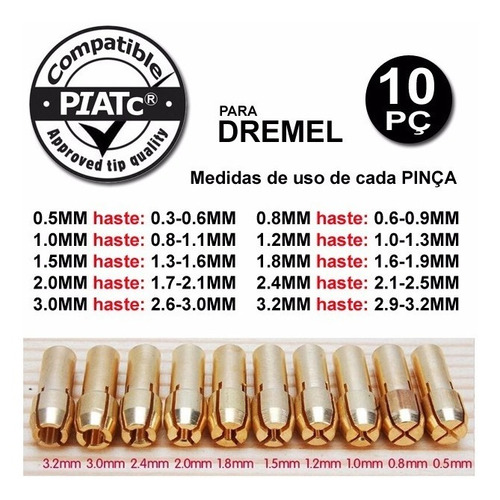 Kit 10 Pinças Para Micro Retífica Dremel