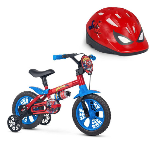 Bicicleta Infantil Aro 12 + Capacete Spider-man - Nathor