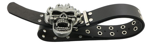 Noricap Hombres Y Mujeres Metal Calavera Cabeza Cuero Hebill