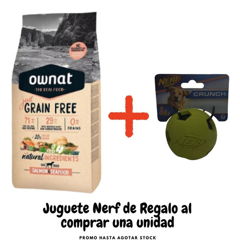 Ownat Just Grain Free Perro Adulto Salmon 3kg + Juguete Nerf