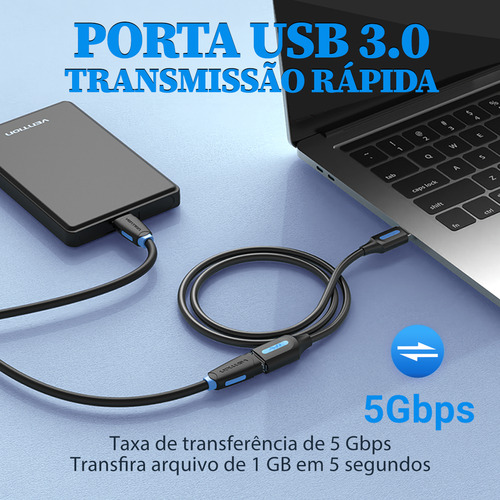 Cabo Extensor Usb 3.0 Macho X Usb Femea Ps4 Ps5 Vention 5m