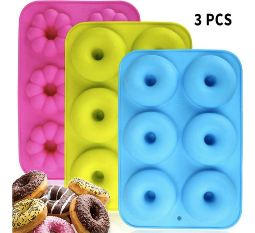 Od 3 Molde Donas Silicon Horneadas Grandes Repostreria