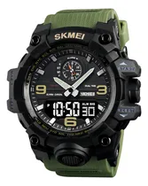 Comprar Reloj Hombre Skmei 1586 Analogico Digital Alarma Cronometro Color De La Malla Verde Militar Color Del Fondo Negro