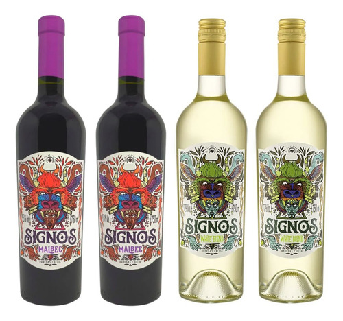 Kit 4x Vinhos Argentinos Callia Signos Branco/tinto