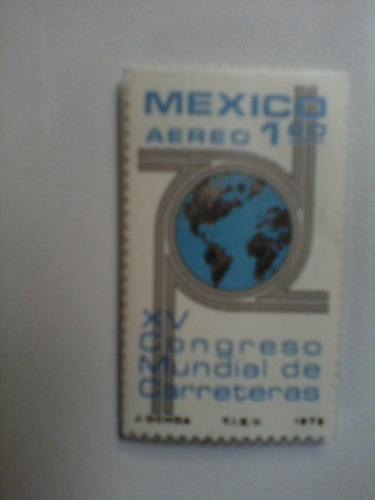 Congreso Mundial De Carreteras Aereo Mexico Timbre Postal