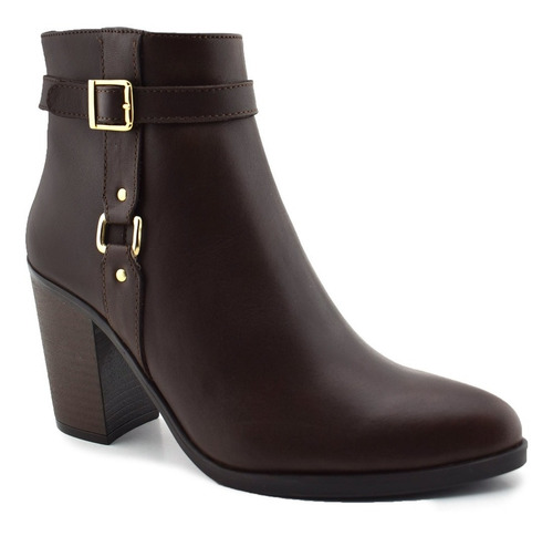 Botin Vaquero De Piel Con Tacón Giusto Para Mujer Mod. 20323