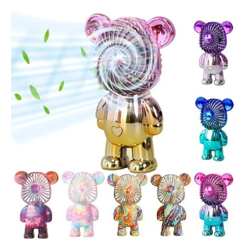 2 Mini Ventilador Portátil Forma De Oso Usb Recargable 3 Vel