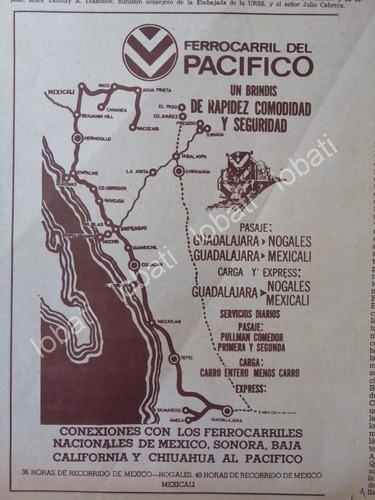 Cartel Antiguo. Ferrocarril Del Pacifico 1964