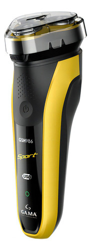 Afeitadora Gama Gsh 986 Sport Usb Inalámbrica Double Track Color Negro con amarillo