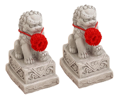 2 Estatuas De Piedra De Perros Fu, Decoración China De Feng