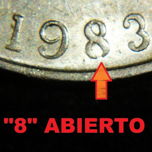 Moneda 1 Peso 1983 Variedad Error 8 Abierto