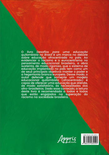 Desafios para uma Educação Quilombista no Brasil, de Benedicto, Ricardo Matheus. Editorial Appris Editora, capa mole em português, 2022