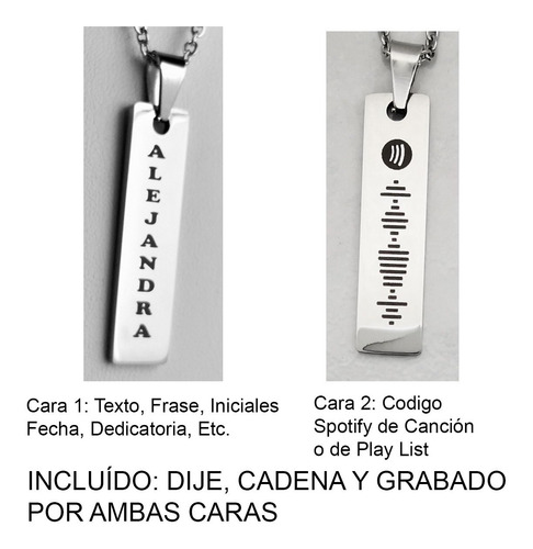 Dije Acero Spotify Texto Grabado Láser Personalizado 1034-s