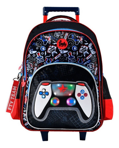 Mochila Joystick 3d Con Luz Led 18 Pulgadas Con Carro Footy