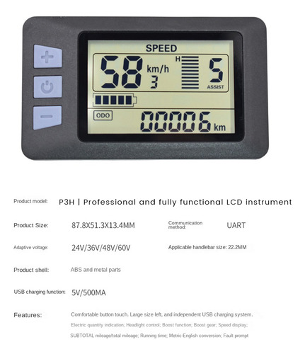 Tablero De Instrumentos K9p3h Con Pantalla Lcd, 24 V, 36 V,