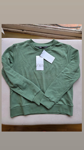 Buzo Zara Talle Small Verde Musgo Cuello Redondo Mujer Nuevo