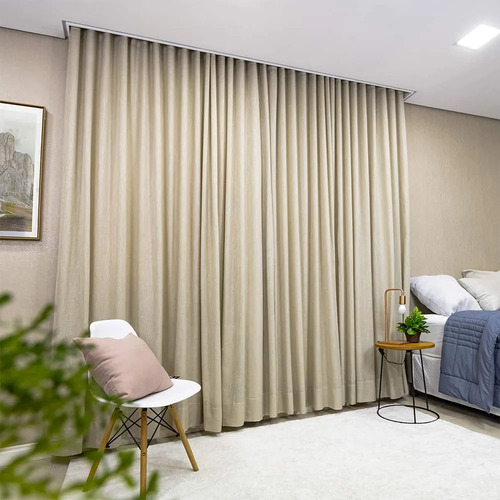 Cortina Gaze De Linho E Blackout 6,00x2,10 P/ Trilho Simples