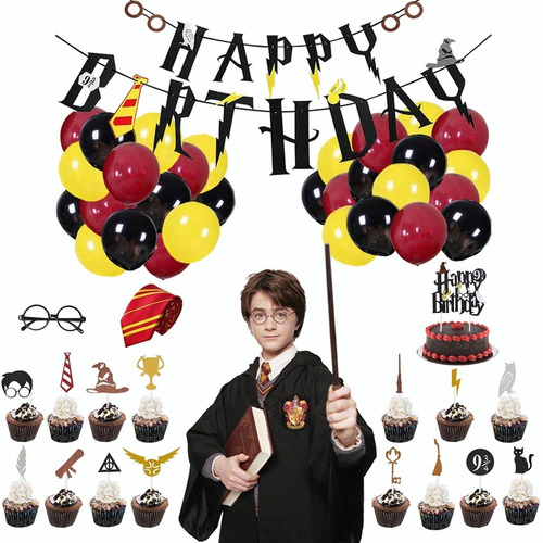 49pzs Negros Halloween Kit Harry Potter Globos De Cumpleaños