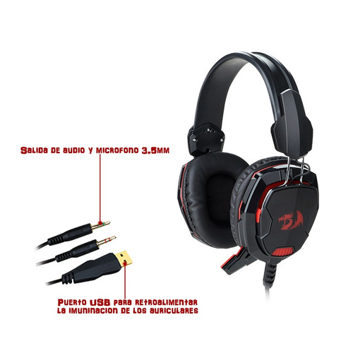 Redragon Audifonos Gamer Glaucus Red Backlight