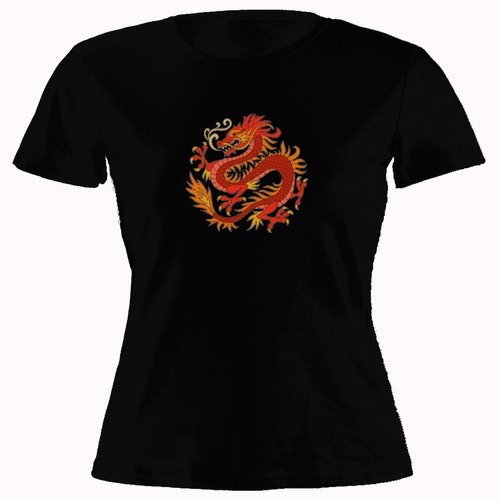 Remera Mujer Algodón Estampada Dragon  Chino Tradicional